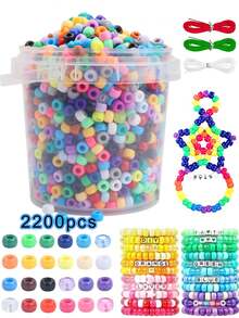 480pcs/1100pcs/2200PCS/3400pcs Pony Beads, Pony Beads Kit, Easy Storage Pony Beads Bulk, Friendship Bracelet Making Kit, Beads For Jewelry Making - Multicolor - View 13