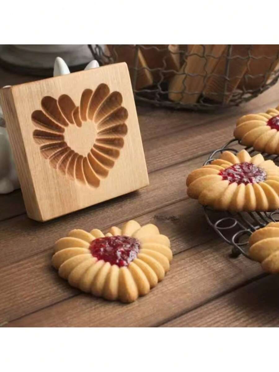 1个3D木质饼干模具，适用于DIY烘焙，浮雕饼干模具，适合制作姜饼、翻糖饼干，也可用于婚礼、生日、情人节、母亲节、新年等场合。 - 彩色 - 查看 1