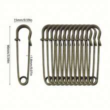 10/20/30/50个装多色加厚安全别针 - 特大号，多用途，适用于衣物、毯子、家居装饰和工艺品 - 提供古铜色、银灰色和黑色三种颜色可选 - 彩色 - 查看 4