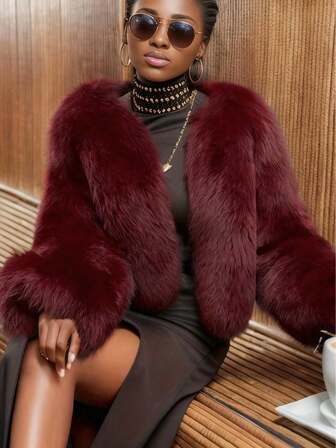 Women's Faux Fur Short Jacket, Vintage High-End Feeling, Fashionable For Daily Wear, Parties And Formal Events In Autumn/Winter