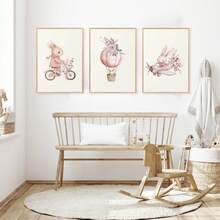 1 pieza Lienzo de arte de pared - Decoración de guardería para niñas, tema adorable de conejo, póster de conejo rosa suave - Arte de pared enmarcado perfecto para la decoración de la habitación de los niños, decoración de la sala de juegos, decoración de la habitación de los niños, decoración de la guardería, decoración de la sala de juegos, decoración de la guardería de niñas, decoración de la habitación de niñas, decoración de la habitación de niños, decoración de la habitación de niños - Multicolor - Ver 6