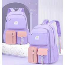 Elementary School Girl Backpack, Children's Lightweight Backpack With Ergonomic Design, Cute & Fresh Minimalist Multipurpose Student Backpack With Detachable Pouch School Bag Bookbag