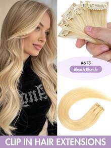 6片/套真人发接发片，带侧边挑染，无损伤假发，适合派对/日常佩戴，夹式接发片（1个夹子），自然无缝融合，质地柔顺，增加发量和长度，适合女性和女孩。 - 彩色 - 查看 30