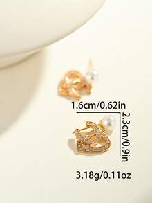 Hoa tai đồng mạ vàng 18K thanh lịch và dễ thương, thích hợp đeo hàng ngày và đi tiệc - Vàng - Xem 5