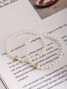 Customized Phone Lanyard, Elegant Faux Pearl Heart Pendant Phone Strap (Includes Phone Strap Pad), Faux Pearl Bubble 26 Letter Bracelet, Customizable Name, Slogan, Date, Suitable For Birthday, Anniversary, Gift - Multicolor - View 9