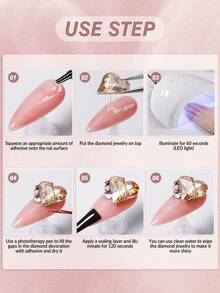 جل لاصق أظافر فائق القوة بسعة 15مل/30مل، مناسب لنحت وتصميم فن الأظافر ثلاثي الأبعاد، ملصقات بودرة كروم للزخرفة، يتطلب تثبيت بمصباح أشعة فوق بنفسجية/LED - شفاف - مشاهدة 7