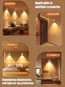 LED Wall Light, New Japanese-Style Minimalist Smart Rechargeable Wireless, No Wiring No Drilling Sensor Home Decor Painting Sconce Reading Lamp Atmosphere Nightlight Desk Lamp, For Living Room Bedroom Hallway Foyer Decoration And Lighting - Multicolor - View 5