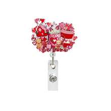1pc Valentine's Day Gift Heart Shaped Retractable Badge Reel, Nurse/Doctor ID Card Holder - Multicolor - View 13