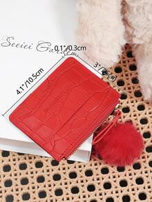 这款钱包饰有精致的绒球，红色字母压纹拉链设计，小巧便携，设有零钱袋，对折设计，纤薄轻巧，多层结构，可装身份证、现金、信用卡等，简约时尚，现代商务风格，适合周年纪念、生日等场合，也可作为礼物赠送给女孩、女士或女性，是学校宿舍和返校季的理想之选。 - 紅色 - 查看 8