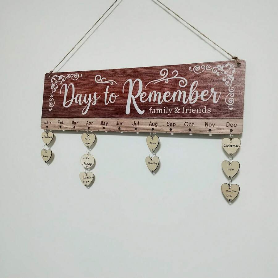 1 Set, Diy Family Birthday/Anniversary Reminder Calendar Board, Days To Remember Family/Friends Celebrations Wooden Hanging Birthday Anniversary Reminder, With 100pcs Wood Tags, Can Be Colored And Written, Diy Calendar Plaque Sign, Warm Gift,Room Decor,Home Decor,Bedroom Decor,Room Decoration Stuff,Party Decorations,Home Essentials,Porch Decor,Birthday Decorations