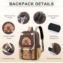 Mochila escolar impermeable de carpincho para niños, gran capacidad multifuncional con estuche para lápices, ideal para escuela y viajes - como en la foto - Ver 1