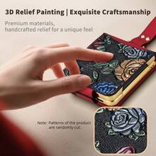 VIETAO High-Quality Electroplated PC Floral Pattern Faux Leather Phone Case, Suitable For Samsung Galaxy Z Flip 3 4 5 6 7 Flip6 Flip5 Flip4 - Blue - View 8