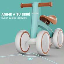TUCORRESI Bicicleta de Equilibrio para bebé para niños de 1 año y niñas de 12 a 24 Meses Bicicleta de Equilibrio para niños de 4 Ruedas Regalos para el Primer cumpleaños-para Niños y Niñas - Verde - Ver 4