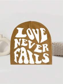 情人节情侣针织帽，时尚“爱永不失败”字母设计，秋冬户外骑行帽，男女通用保暖滑雪帽，Y2K街头风针织帽，秋冬美学度假穿搭 - 愛永不失敗 - 查看 5