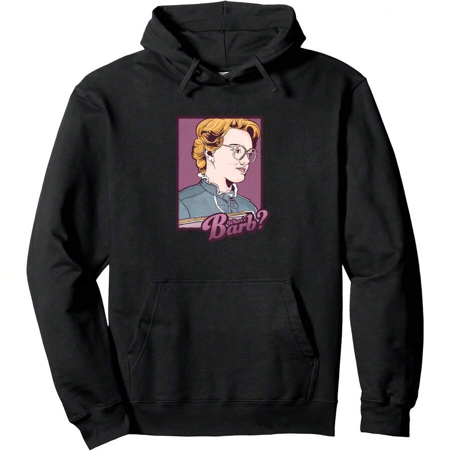 Stranger Th*Ngs Where's Barb Cartoon Poster Pullover Hoodie - Women Pullover Hoodie 60% Cotton 40% Polyester Casual Sports, Daily Fashion, Loose Fit, Party Outfits,Gift, Unisex Style, Black,S-3XL - Đen 23 - Xem 1