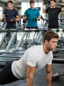 Kit 2 Men's Dry Fit Half Sleeve Basic Training Fitness Performance T-Shirts Lupo Sport Gym - màu xanh lá - Xem 6