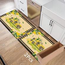 1 pieza Alfombra impresa con patrón de limón, tapete de lana sintética - Altamente absorbente, fácil de limpiar, adecuado para decoración del hogar, estilo rústico, entrada, interior, habitación, cocina, comedor, oficina pequeña/oficina en casa, fregadero, lavandería, felpudo, alfombrilla de cocina, alfombrilla antideslizante - Multicolor - Ver 15