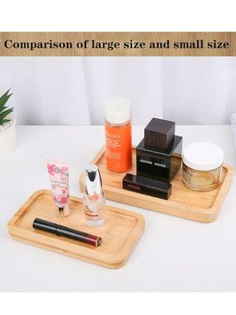 1 pieza Bandeja ovalada/rectangular de bambú/madera, bandeja de exhibición elegante para perfumes, baño, vajilla, pasteles, cocina, cumpleaños, jardín, magdalenas, adecuada para cumpleaños, Acción de Gracias, Halloween, Pascua, Día de San Valentín, talla grande vendido, decoración navideña, decoración de mesa de comedor para sostener postres, pasteles, panes, perfumes, joyas, productos de baño, cosméticos
