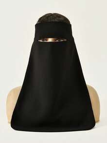 1 pièce Niqab élastique de couleur unie pour femmes, voile facial léger et respirant, facile à porter, convient pour être assorti avec le hijab et l'abaya pour s'habiller - Multicolore - Voir 18