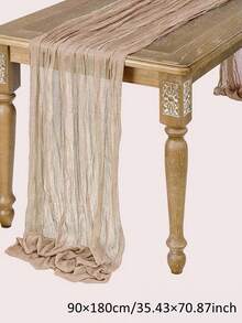 5件套米色褶皱桌旗,米色桌布,生日派对用品,生日礼物,生日小饰品,浅棕色薄纱面料,适用于婚礼、派对餐桌中心装饰、宴会装饰、婚礼回礼、桌布,纯色农舍风婚礼桌旗 - 駝色 - 查看 13