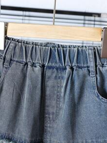 Tween BoyDistressed Frayed Hem Casual Denim Shorts, Summer - Light Wash - View 5