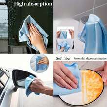 10片装超细纤维玻璃清洁布，9.84英寸 x 9.84英寸厨房吸水湿巾，不掉毛不留痕，适用于酒杯清洁，快速清洁窗户、玻璃、挡风玻璃、镜子和不锈钢，蓝色 - 彩色 - 查看 9