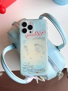 1 chiếc ốp lưng điện thoại cá nhân hóa hình mắt to hoạt hình dễ thương, kiểu dáng Lolita thời trang đáng yêu, phù hợp với 17/ 17 Pro Max/ 16 Pro Max/ 15 Pro/ 14/ 13/12/11, món quà Giáng sinh lý tưởng cho gia đình/bạn bè/chị em gái/bạn gái. - Màu xanh nhạt - Xem 4