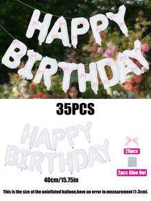 35/37个白色“生日快乐”字母气球和粉色蝴蝶结丝带套装，包含一个16英寸的大号粉色蝴蝶结铝箔气球和白色“生日快乐”字母气球，适合蝴蝶结主题、生日派对、家庭聚会、公主主题生日派对装饰。 - 彩色 - 查看 7