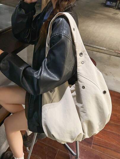 peach tree 休闲托特包，简约纯色情侣休闲包，大容量多口袋手提包，适合大学生，功能齐全的随身包，适用于假期、旅行、送礼、返校、大学、情人节、宿舍、旅行等场合。