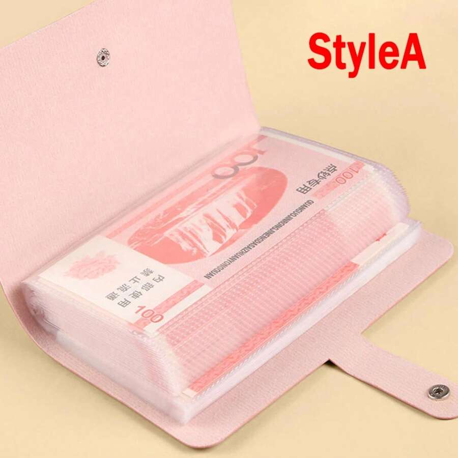 Libro de recogida de efectivo de 50 bolsillos, álbum de billetes, organizador de ahorro de dinero, portatarjetas, portatarjetas, cuaderno escolar - Verde - Ver 1