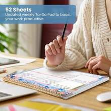 Weekly To Do List Notepad With 52 Undated Sheets(85"*11")- Undated Weekly Planner Notepad For Office Desk Accessories And Supplies - Midnight Lilac - ColorE - 查看 5