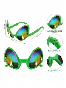 1套/6套外星人头箍和眼镜 - 火星天线头箍 - 闪光球头饰 - 太空主题服装 - 外星人服装配饰（银色和绿色），适合生日派对、外星人主题派对、万圣节、狂欢节、圣诞节、化妆派对、角色扮演和其他派对服装装饰 - 彩色 - 查看 5