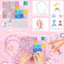 2220pcs Mermaid Bracelet Making Kit, Cute Beads & Charms DIY Jewelry Set, Friendship Bracelet Kit, Rainbow Beads Bracelet & Necklace Making - Multicolor - View 5