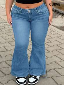 Quần Jeans Nữ Cỡ Lớn Thiết Kế Cổ Điển Kiểu Mỹ Cá Tính, Đã Giặt Và Làm Cũ - Rửa trung bình - Xem 6