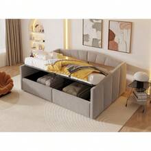 Upholstered Sofa Bed 140 X 200 Cm, Hydraulic Suspension, Slatted Base And Armrests, Classic Stripes, Modular Double Bed, Soft-Touch Velvet Upholstery, Light Grey - Light Gray + Velvet - View 5