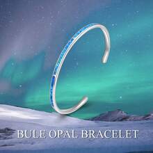 Women Accessory Sets - Blue Opal Bracelet Engraved With the Text "she Believed She Could So She Did" - View 6