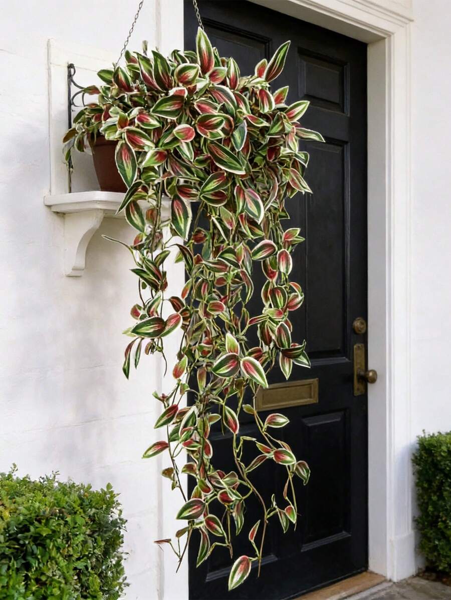 Sztuczne liście winorośli 75 cm, sztuczne rośliny wiszące, jedwabne liście, zielone winorośle owinięte bambusem, odpowiednie do domu, ogrodu, ślubu i dekoracji na Walentynki, bez doniczki, 1 szt.