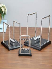 5-Ball Black Base Swing Cradle, Suitable For Learning, Office And Home Decor, Made Of Durable Iron Material, Educational Tool, Classic Round Design, Sturdy And Durable - Multicolor - View 4