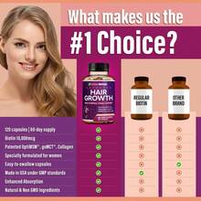 24-In-1 Advanced Hair Growth Vitamins | Biotin 10,000mcg, Collagen, Patented OptiMSM, GoMCT, Saw Palmetto | Naturally Regrow Stronger & Healthier Hair, Skin And Nails | Stops Hair Loss | 60 Day Supply - 2瓶 - 查看 5