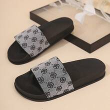 Sandales à bride femme avec semelle épaisse, imprimé floral rétro, convenant pour le port quotidien, les courses, la maison, la plage, l'été - Gris - Voir 2