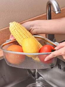 1/2 piezas Estante organizador de fregadero triangular de acero inoxidable, Papelera de cocina de acero inoxidable 201, Estante de almacenamiento montado en la pared para filtrar residuos y desechos de alimentos, Instalación sin perforación