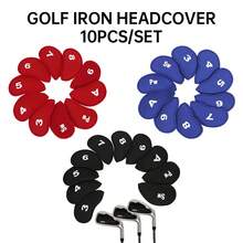 10pcs Golf Club Head Covers, Multi-Style Iron Club Leather Headcovers, High Quality Golf Club Head Protector Caps/Golf Club Covers/Iron Club Headcovers - Multicolor - View 2