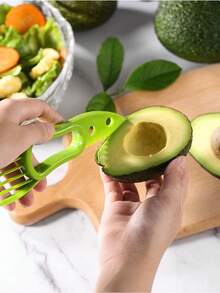 1/3Pcs 3-In-1 Avocado Peeler/ Fruit Tool - PP+Stainless Steel, Peeling+Flesh Separation+Scraping, Practical Durable - For Kitchen/Fruit Prep/Cooking/DIY Snacks/Valentine's Day/Mother's Day/Father's Day/Graduation Gift - Multicolor - View 2