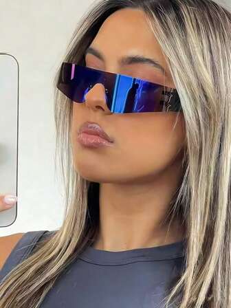 1pc Women's Frameless Punk Hip Hop Cool Y2K Fashion Fashion Glasses, Suitable For Daily Use, Holidays, Street Parties, And Festivals, Essential Accessory