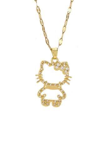  1pc Sanrio Cute Cartoon Hollow Hello Kitty Pendant Necklace, Fashionable And Versatile Neck Accessory