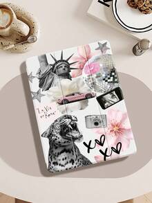 1pc Leopards And Disco Light Balls Tablet Case & Kindle E-Book Case Compatible With IPad 10th Generation, IPad 11/Air 4th/Air 7th/9.7 Inches, Compatible With Samsung Galaxy Tab A9 Plus, Kindle (11th Generation-2024 Release)(6 Inch), Kindle Paperwhite 12th Gen 2024, Great Holiday Gift, Stylish And Simple Pattern. - Pink - View 1