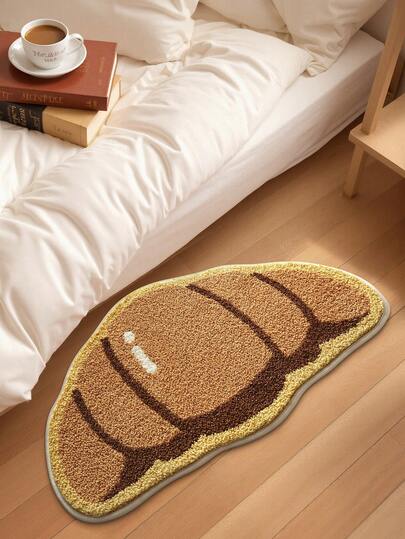 DAJIANG 1件浴室地垫，多色蓬松不规则卡通面包图案，适用于浴室、厨房、玄关、走廊、床边、客厅、卧室。可水洗，防滑底背，卧室浴室必备用品，适合秋冬季、感恩节、情人节、斋月等节日装饰，浴室装饰地毯套装