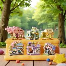 Micro Particle Flower Shop Street Scene Building Blocks Children's Educational Toy Garden Decor Birthday Gift Educational Cute Cartoon DIY Fun - Multicolor - View 2