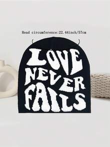 情人节情侣针织帽，时尚“爱永不失败”字母设计，秋冬户外骑行帽，男女通用保暖滑雪帽，Y2K街头风针织帽，秋冬美学度假穿搭 - 愛永不失敗 - 查看 6