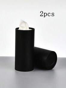 1/2/5 Stücke 16cm lange einfarbige zylindrische Taschentuchbox, kreative Papierhandtuchhalter für Zuhause, geeignet für Badezimmer, Küche, Wohnzimmer - Schwarz - Übersicht 13